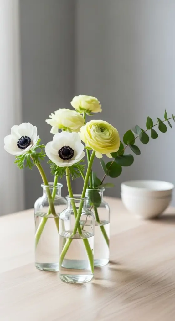 fresh-flowers-in-simple-vases