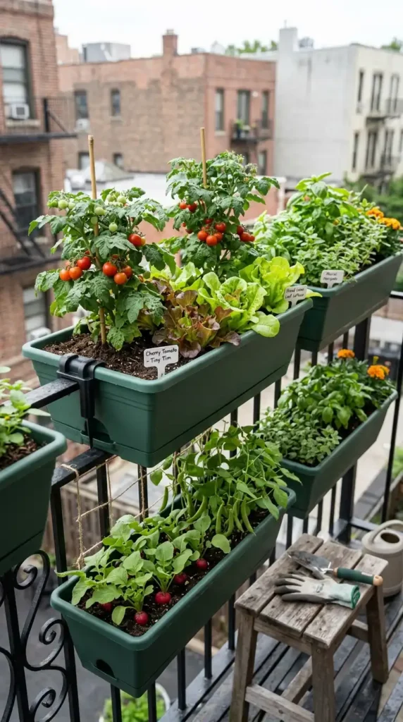 Mini Vegetable Garden Ideas: 16 Easy Small Space Designs 16 balcony-rail-planter-garden