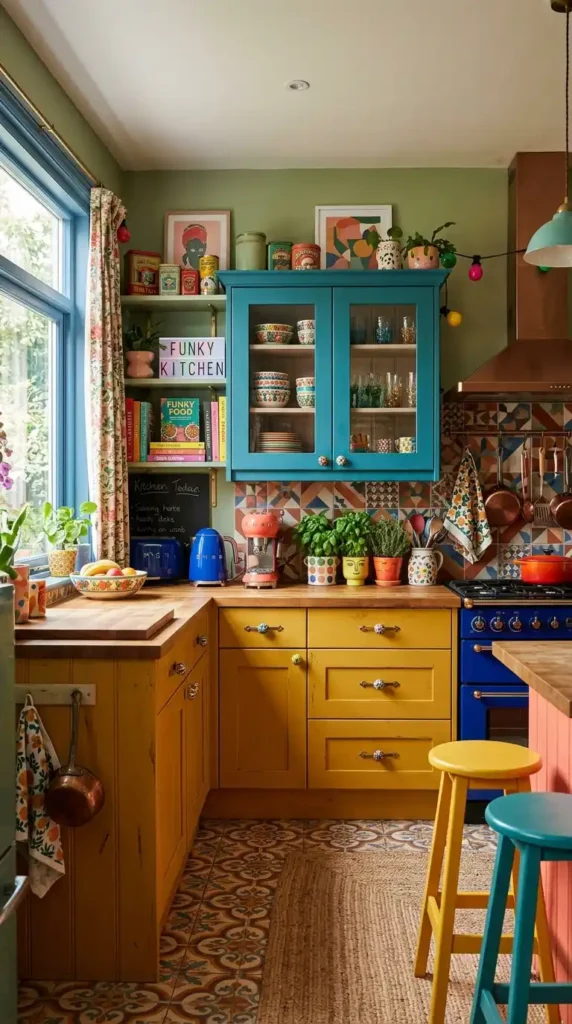 17 Funky Kitchen Designs for a Bold, Modern Home Makeover 2 bold-color-cabinets