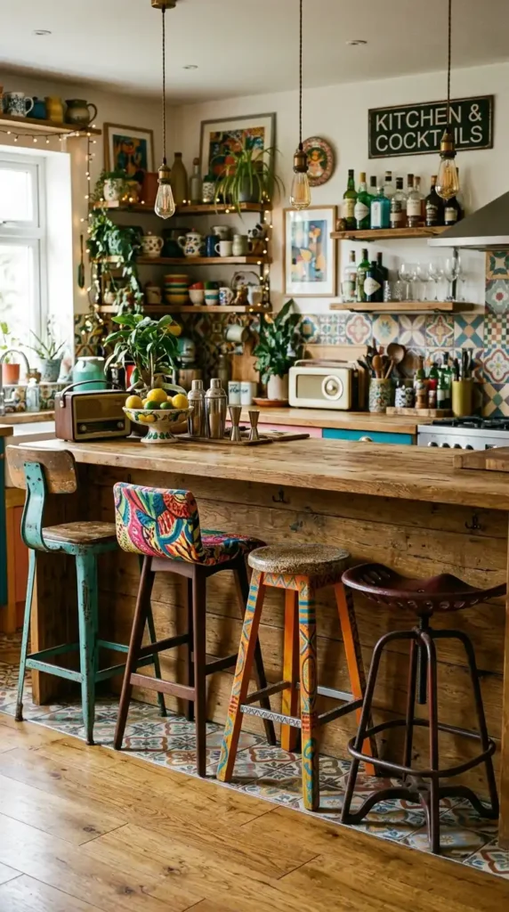 17 Funky Kitchen Designs for a Bold, Modern Home Makeover 12 eclectic-bar-stools