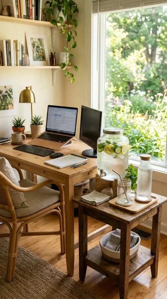17 Best Summer Home Office Ideas That Feel Fresh and Productive 17 hydration-station-near-desk