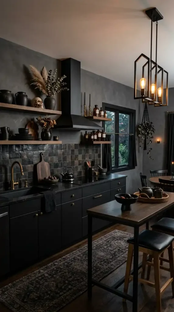16 Stylish Goth Boho Decor Kitchen Ideas for Modern Homes 15 minimalist-dark-decor