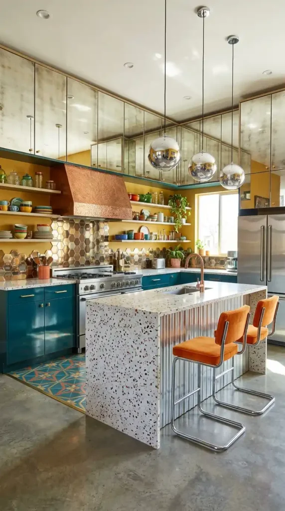 17 Funky Kitchen Designs for a Bold, Modern Home Makeover 16 mirrored-or-metallic-surfaces