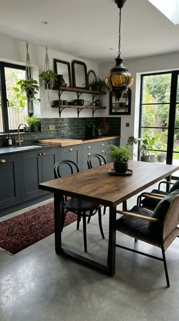 16 Stylish Goth Boho Decor Kitchen Ideas for Modern Homes 16 mixed-material-furniture
