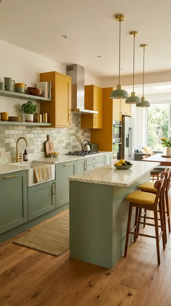 16 Mustard Kitchen Ideas to Create a Cozy and Trendy Cooking Space 9 mustard-and-sage-green-color-palette