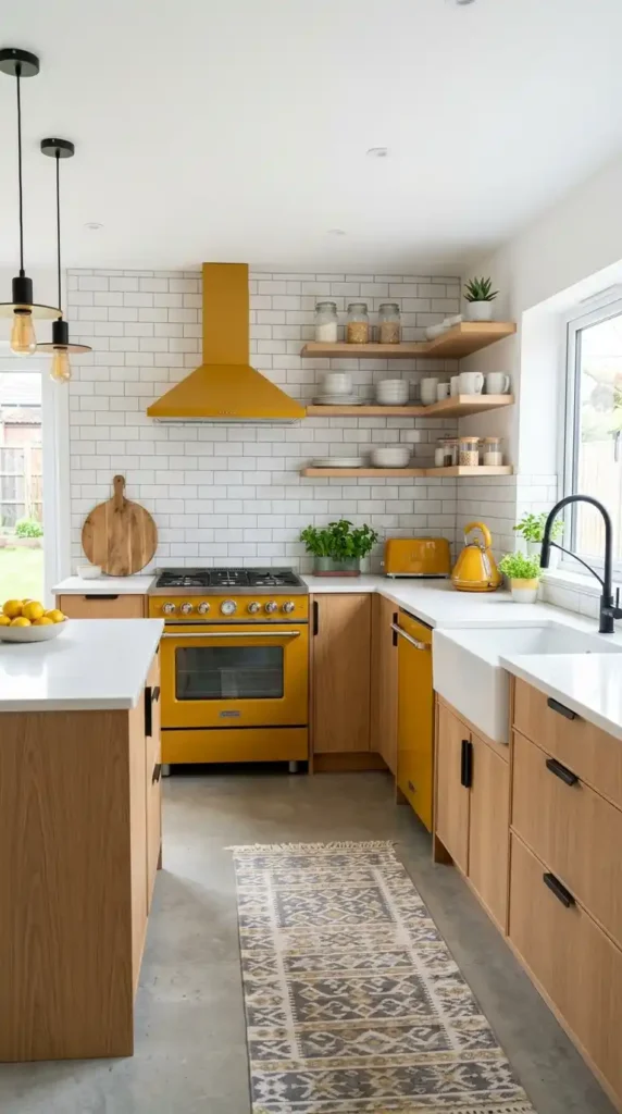 16 Mustard Kitchen Ideas to Create a Cozy and Trendy Cooking Space 8 mustard-appliance-accents