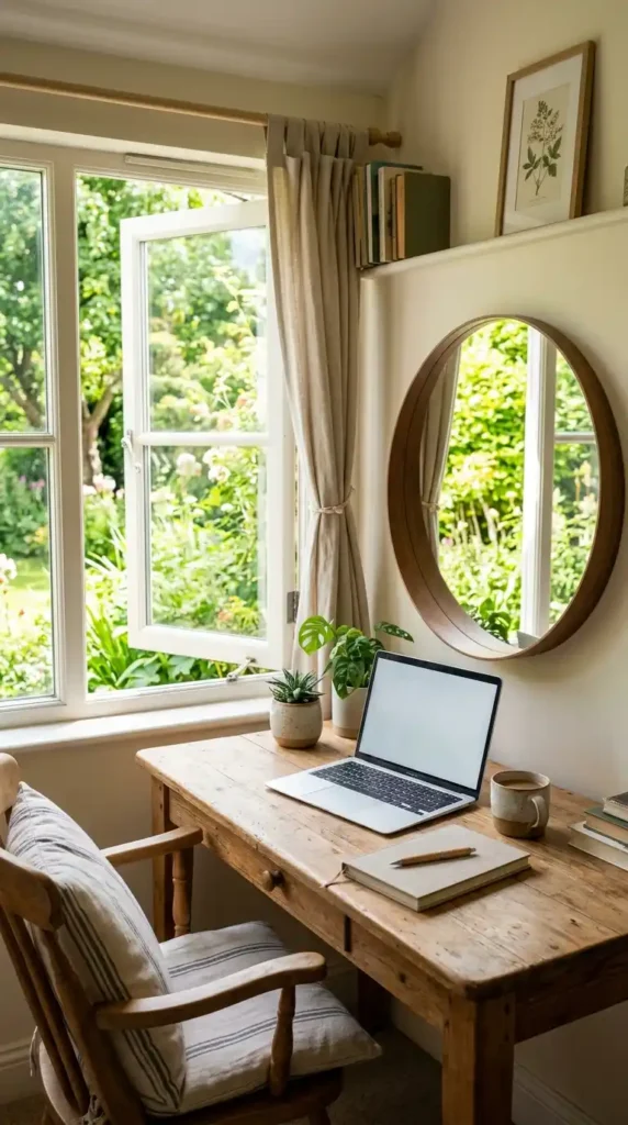 17 Best Summer Home Office Ideas That Feel Fresh and Productive 12 natural-light-reflection-mirror-trick