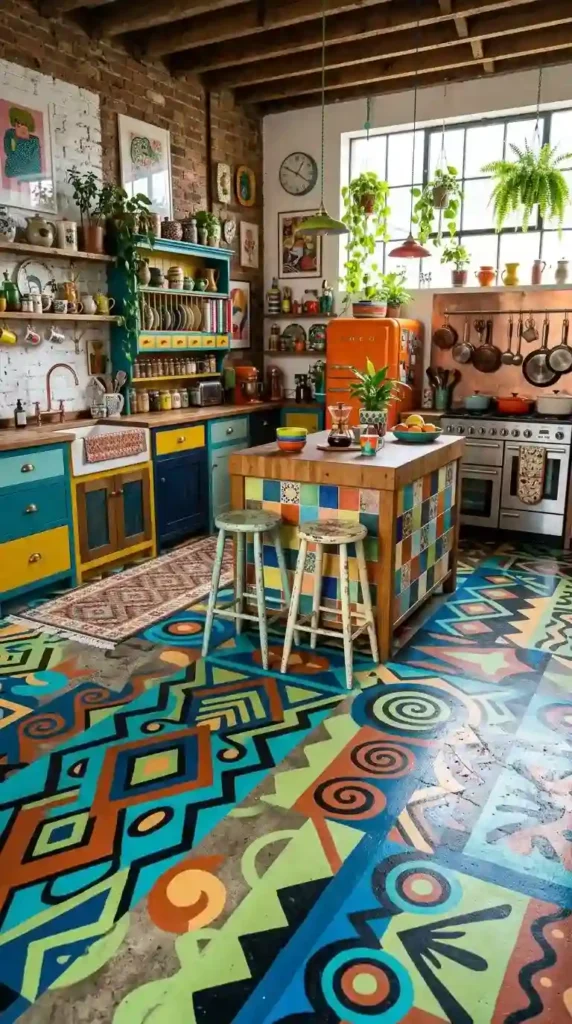 17 Funky Kitchen Designs for a Bold, Modern Home Makeover 6 painted-concrete-floors