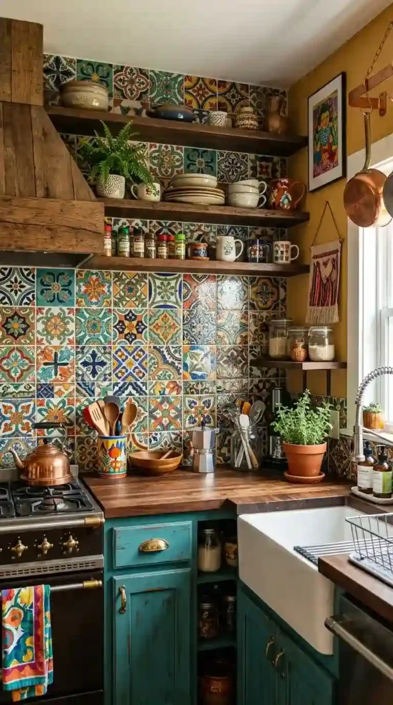 17 Funky Kitchen Designs for a Bold, Modern Home Makeover 4 patterned-tile-backsplash