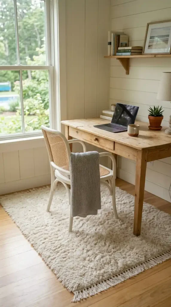 17 Best Summer Home Office Ideas That Feel Fresh and Productive 16 soft-floor-rug-under-desk