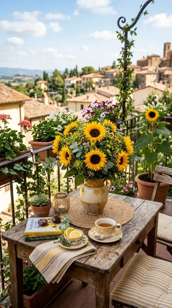 sunflower-balcony-table-arrangement