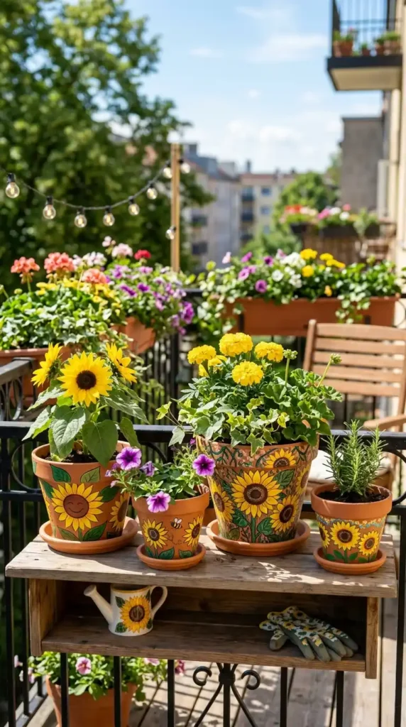 sunflower-painted-plant-pots