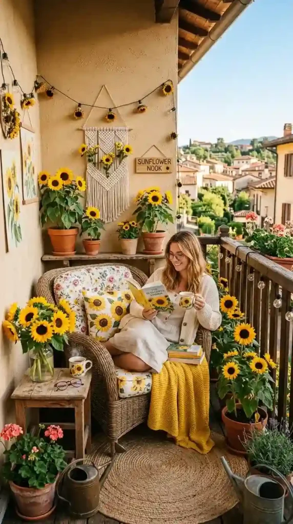sunflower-themed-reading-nook