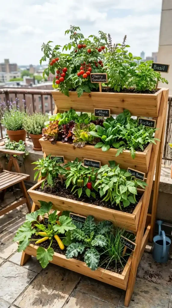 Mini Vegetable Garden Ideas: 16 Easy Small Space Designs 7 tiered-planter-garden