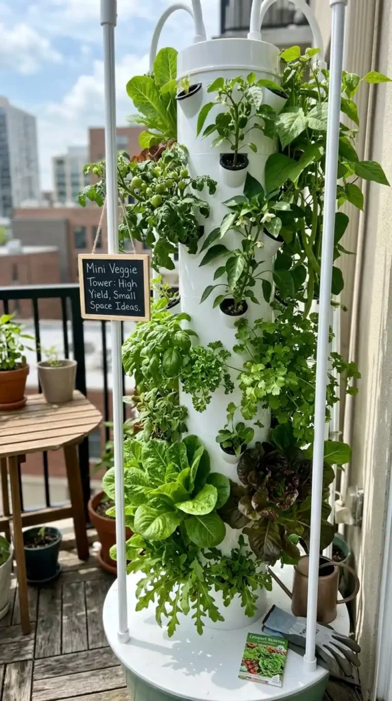 Mini Vegetable Garden Ideas: 16 Easy Small Space Designs 13 tower-garden