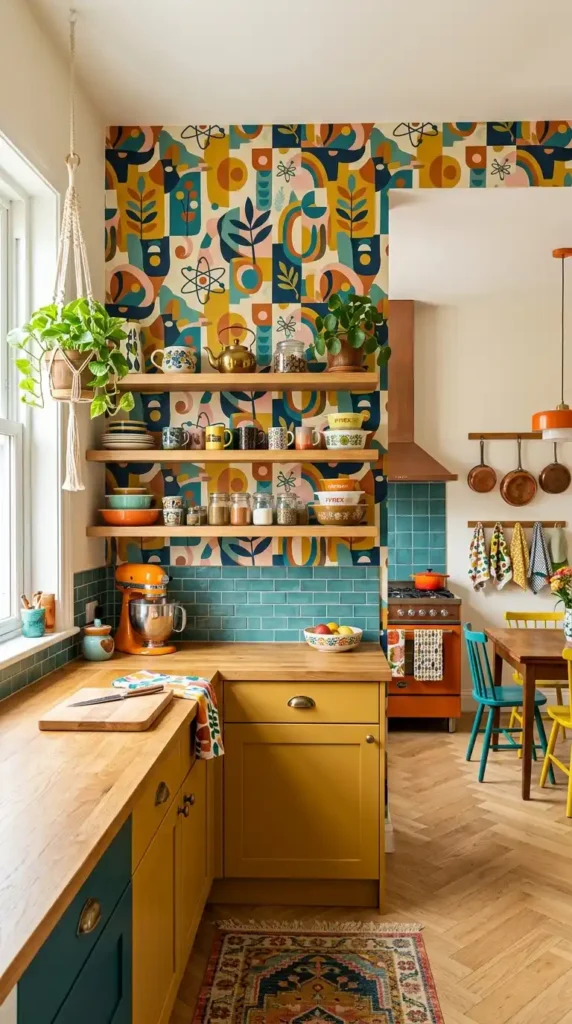17 Funky Kitchen Designs for a Bold, Modern Home Makeover 10 wallpaper-accent-walls